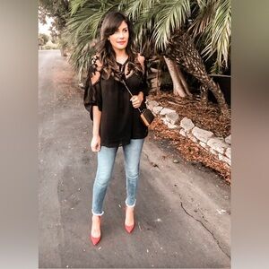 Hayden Delicate Oversized Semi Sheer Lace Top